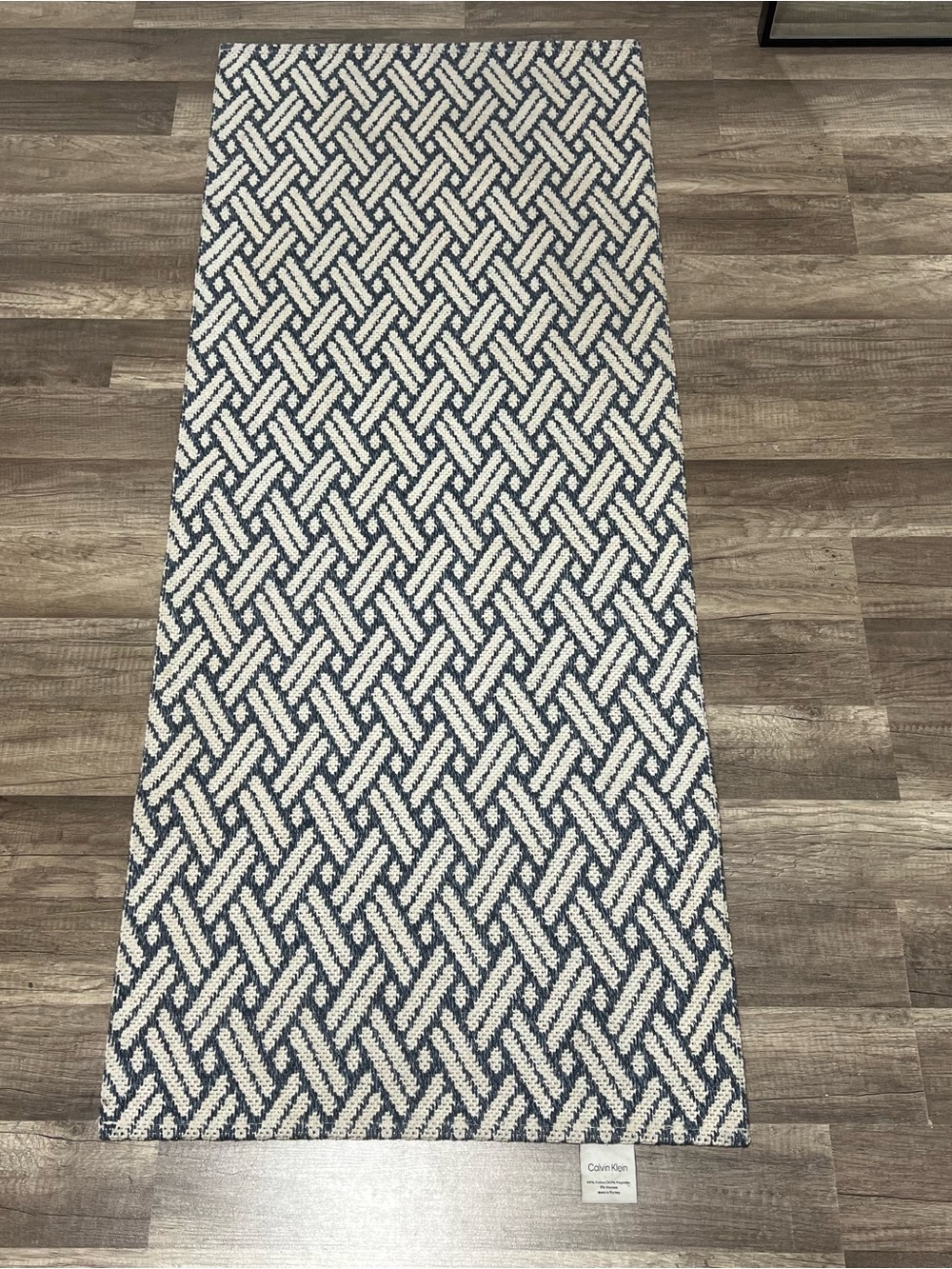 Calvin Klein Blue and Cream Runner Rug